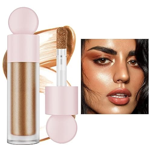 Image of Liquid Highlighter Natural Glow For Face & Body, Waterproof Moisturizing Highlighter Makeup For Long Lasting Shimmer, Contour Liquid Luminizer Easy to Use with Cushion Applicator (#4 Candlelight)