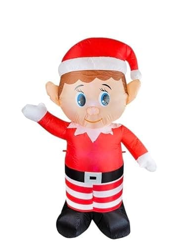 Image of PMS Elves Behaving Badly Light Up Inflatable Elf Christmas Decoration Electric Fan Operated Indoor Outdoor Use 120cm