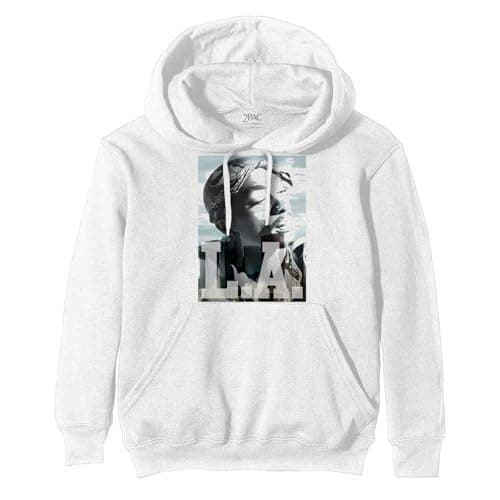 Image of Tupac 'L.A. Skyline' (White) Pull Over Hoodie (XXX-Large)