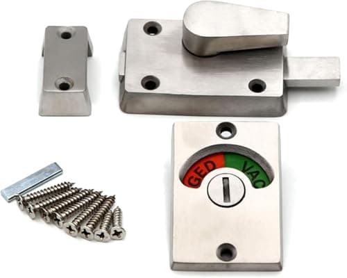 Image of Latch Indicating Lock, Zinc Alloy Vacant Occupied Bathroom Privacy Locks, Indicator Bolt Vacant/Engaged Bathroom WC Restroom Toilet Partition Door Lock Latch (1 Pcs)