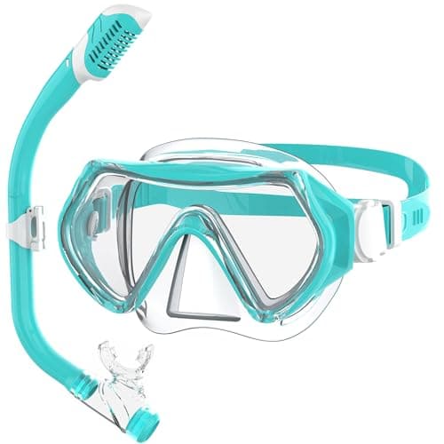 Image of Findway Snorkel Mask for Kids,Swimming Goggles Kids for Boys Girls Youth Children Diving Mask with Nose Cover,No Leak Anti Fog Waterproof 180°Clear View Swim Goggles for Age 5-16 Years