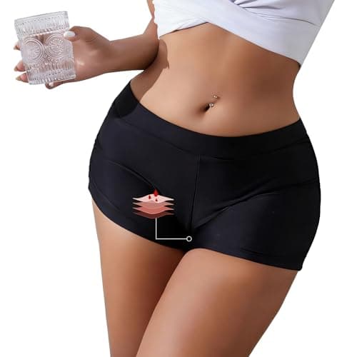 Image of SCCGKP Women Period Swim Shorts Ladies Menstrual Bikini Bottoms Beach Swimsuit Board (UK, Alpha, M, Regular, Regular, Black4)
