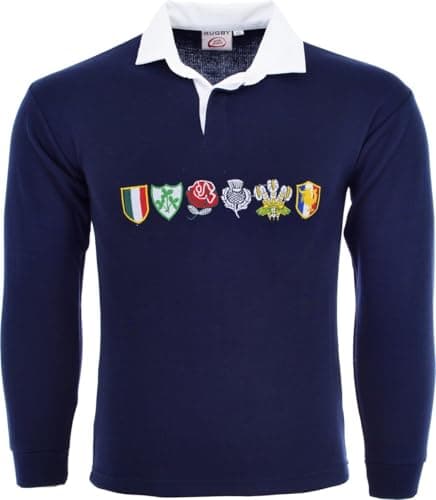 Image of Activewear Men 6 Nation Full Sleeve Rugby Fan Shirts Size S to 5XL (XL, Navy)