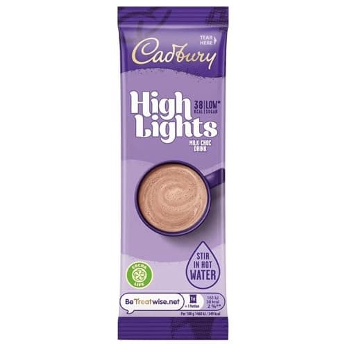 Image of Cadbury Highlights Instant Hot Chocolate Sachets, Low Calorie Hot Chocolate Mix, Approximately 11 Servings, 30 x 11 g Sachets Per Box (1 Box Total)