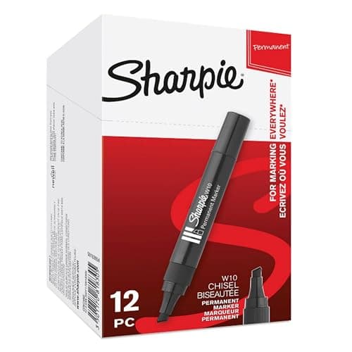Image of Sharpie W10 Permanent Markers | Chisel Tip | Black Ink | 12 Count