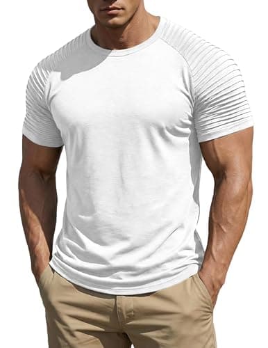 Image of COOFANDY Men's T-Shirt Running T Shirts Plastron Short Sleeve Athletic Sport Tops Crew Neck Work Out Gym Tshirt White S