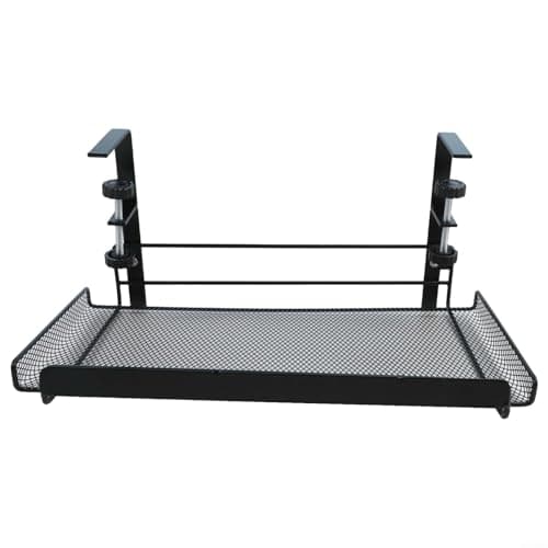 Image of Nexbrill Cable Management Rack, 1-Pack Carbon Steel Wire Organizer for Computer, Monitor and Printer, Hole-Free Under-Table Storage Solution for Office and Home, 36.5x20x17.5cm(Black-L)
