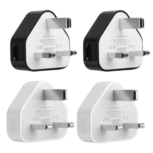Image of USB Charger 4 Pack 5V 1A USB Wall Adapter with 3 Pin usb plug Mains Adapter, Fast Safe Charging Compatible with iPhone 14/13/12/11/XR/XS/SE/8 for iPad Samsung Huawei Pixel charger plug Portable travel