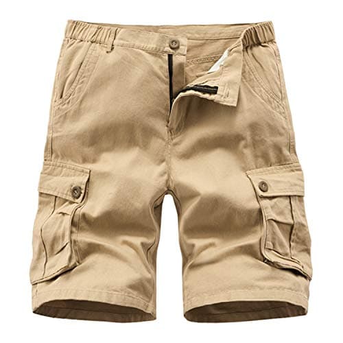 Image of APTRO Mens Shorts Cargo Combat Camo Shorts for Men UK with Multi Pockets Cotton Workwear Khaki CS05 32