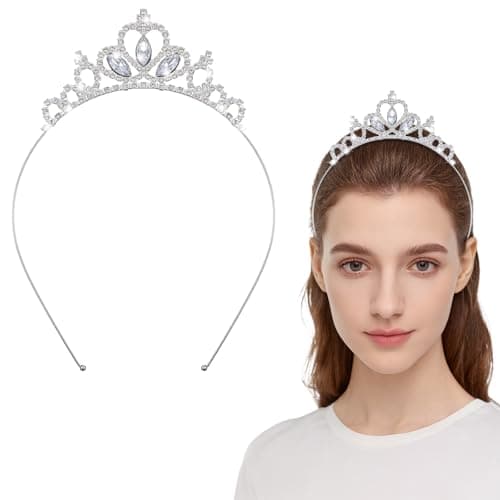 Image of Princess Crown,Crystal Tiaras for Women,Pageant Silver Tiaras Headband Rhinestone Crowns Princess Hair Accessories for Little Girls Women Birthday Wedding Halloween Party Christmas Gifts Cosplay