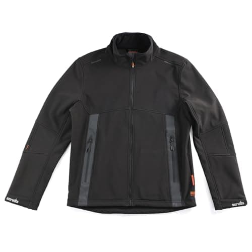 Image of Scruffs Black Trade Softshell. Durable, water‑resistant design featuring two secure zipped hand pockets for practical, everyday storage
