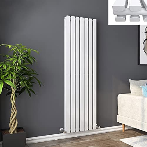 Image of Warmehaus 1600 x 480 mm White Vertical Designer Radiator Double Rectangular Flat Panel - Modern Central Heating - Perfect for Bathroom, Kitchen, Living Room