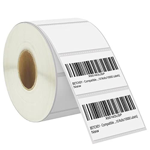 Image of BETCKEY - 57 mm x 32 mm (2.25 in x 1.25 in) Perforated Barcode/Multi-Purpose Thermal Labels Compatible with Zebra and Other Printers [1 Roll / 1000 Labels]