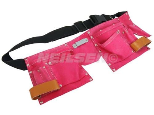 Image of 9 POCKET LEATHER TOOL BELT PINK TOOL BELT FANCY DRESS BUILDERS GIRLS LADIES