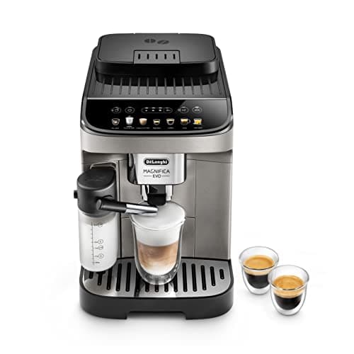 Image of De'Longhi Magnifica Evo ECAM290.83.TB, Fully Automatic Coffee Machine with Milk Frother, Compact Size Bean to Cup Machine, LatteCrema Hot System, 7 Recipes, Soft Touch Colored Display, Black