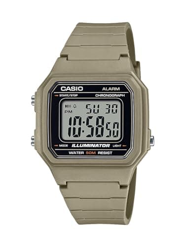 Image of Casio Illuminator Alarm Chronograph Digital Watch 50M Water Resistant W217H-5AV, Beige
