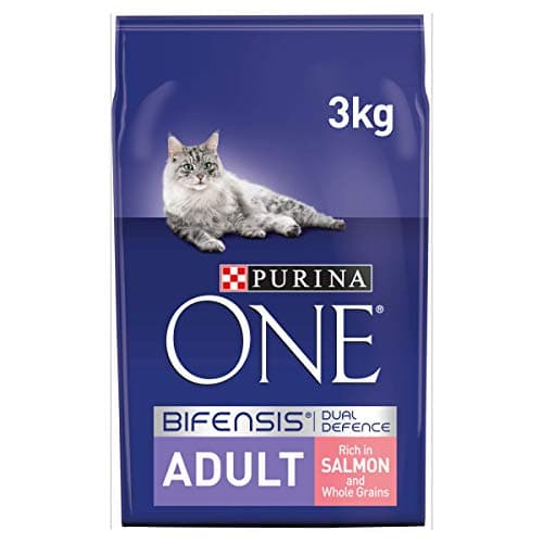 Image of Purina ONE Adult Dry Cat Food Salmon and Wholegrain 3 kg Pack of 4
