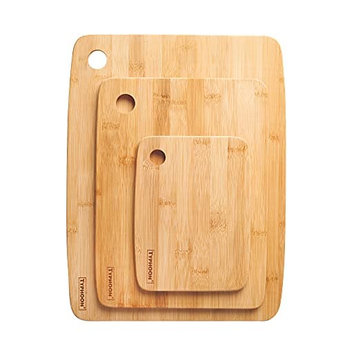 Image of Viners Bamboo Chopping Board Set | 3 Pieces - 20cm, 25cm, 30cm | Natural Slimline Cutting Boards | for Meat, Vegetables, Bread & Food Prep