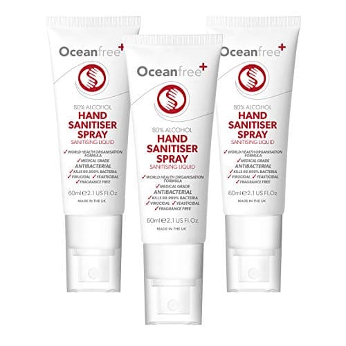 Image of 80% Alcohol Hand Sanitiser Liquid Rub - 60ml Spray - Certified Surgical/Medical Grade - Made in the UK (Pack of 3)