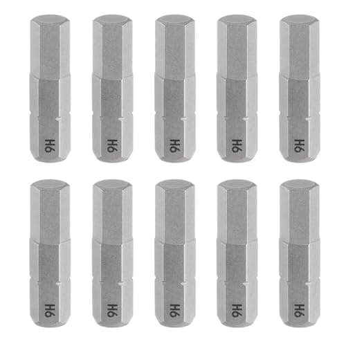 Image of sourcing map 10pcs H6.0 Hex Screwdriver Bit 1/4" Hex Shank 25mm/1" Length Magnetic Hexagon Head S2 Steel Screw Driver Bit