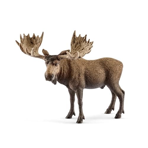 Image of SCHLEICH Wild Life Moose Bull Figurine - Wild Animal Toy Figurine, Durable for Education and Imaginative Play for Boys and Girls, Gift for Kids Ages 3+