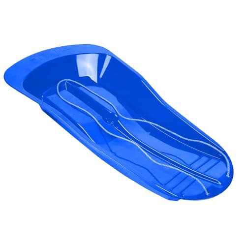 Image of Heavy Duty Snow Sledge Delta Sleigh with Rope - Durable Plastic, Perfect for Winter Fun (1x Blue)