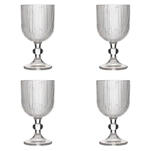 Image of Ravenhead Linea Set of 4 Wine Glasses 370ml | Contemporary Textured Wine Glasses for Red, White & Rosé, Elegant Linear Design