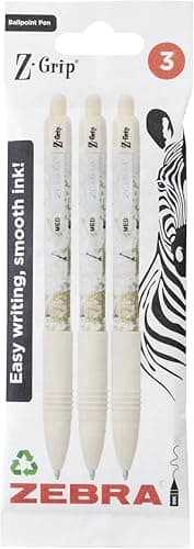 Image of Zebra Pen Z-GRIP Smooth Glam Black Ink Ballpoint Pens 3pk 1.0mm Medium Point Retractable Ink Pens with Clip - Smooth Writing Pens with Low Viscosity Ink, Comfort Grip - 3 Pens Multipack (Pink Marble)