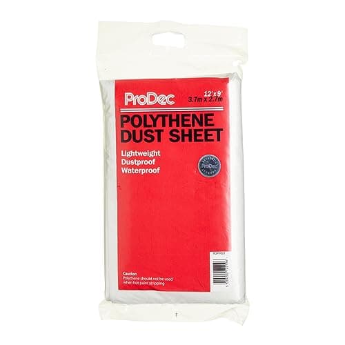 Image of ProDec 12ft x 9ft (3.6m x 2.7m) Lightweight Polythene Dust Sheet, Dustproof and Waterproof Ideal for Covering and Protecting Floors and Furniture from Spills and Splashes When Painting and Decorating