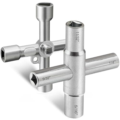Image of Hanpex 4 Way Sillcock Key Wrench Set, Multi-Functional Utilities Water Key, Fits Most Sillcock, Stopcock, Water Spigots, Wall-Hydrant, Control Cabinet and Valves, 2-Pk
