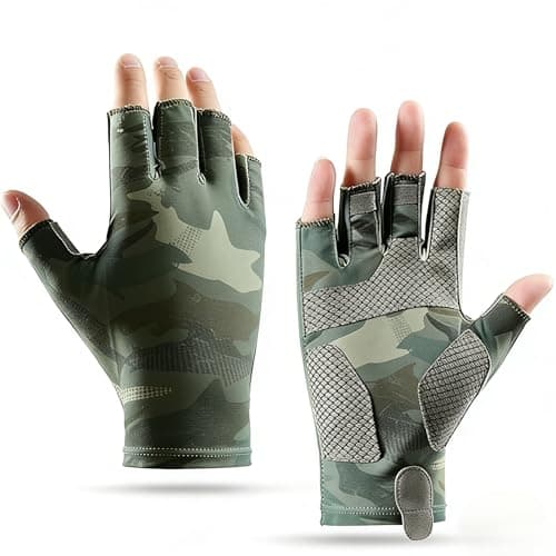 Image of LSYZHX Fishing Fingerless Gloves Lightweight Full Finger Fingerless Nonslip Fishing Gloves Breathable Touchscreen Gloves for Hiking Hunting Outdoor Accessories (L)