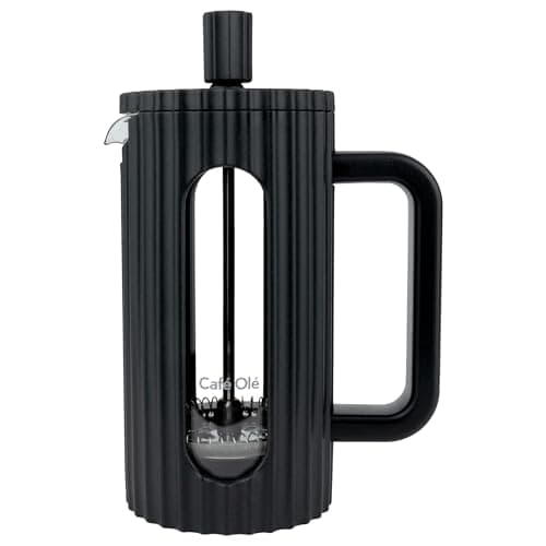 Image of Café Olé Ciao Cafetière 1 Mug / 3 Espresso Cups, Stainless Steel Gauze, French Press, Black