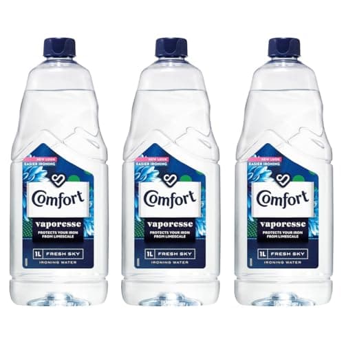 Image of Comfort Ironing Water 1L – Premium Fabric Ironing Spray Water for Steam Irons | Fresh Sky Fragrance | Smooth Finish for Clothes, Curtains & Bedsheets (3 Pack)