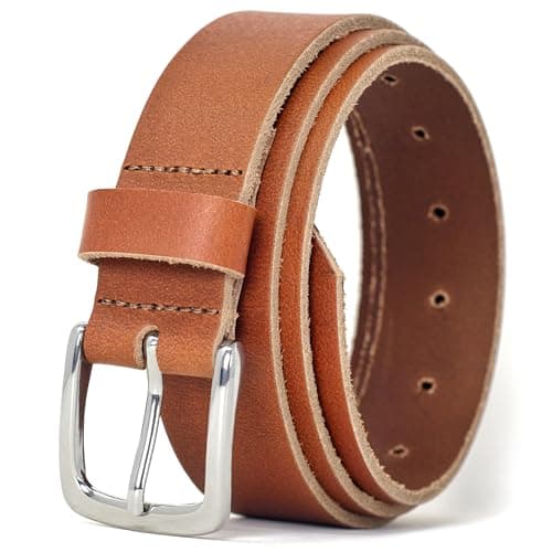 Image of Ashford Ridge 35mm Real Leather Belt - Made in Dorset, England - Mens - Womens - Unisex for Jeans and Trousers - Tan Large (Nickel Free)