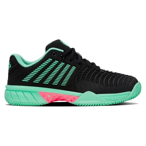 Image of K-Swiss Womens Express Light 3 Clay Tennis Shoe, Black Neon Mint Neon Pastel Pink, 5 UK