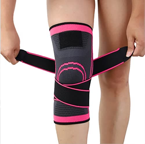 Image of NuVigor Knee Support Brace,Compression Knee Sleeves for Men/Women,Knee Brace for Pain,Arthritis, Joint Pain, Ligament Injury, Meniscus Tear, ACL, MCL, Tendonitis, Running, Sports(Pink,XXL)