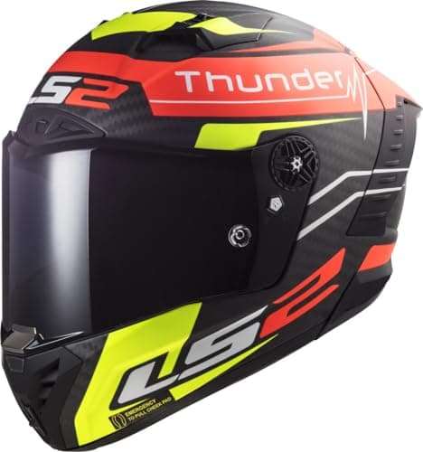 Image of LS2 Full Face Carbon 6K Motorcycle Helmet - Thunder Carbon - FF805 - ECE22.06 - Attack - Red H-V Yellow - XL