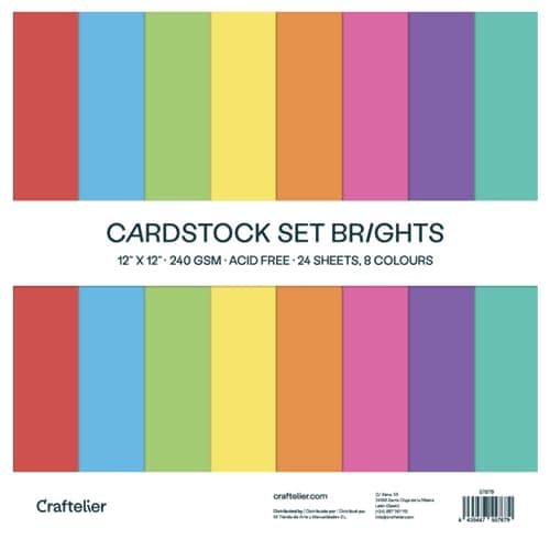 Image of Craftelier - Cardstock Set | Pack of 24 Cards for Scrapbooking and Craft Projects | Texture Brights - Dimensions 30 x 30 cm - Weight 240 g.