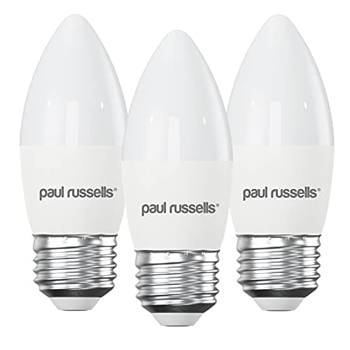Image of paul russells LED Light Edison Screw E27, 40watt Equivalent, 4.9W 470LM LED Bulbs, 2700K Bright Warm White, Frosted C35 ES Candle Energy Saving Non-Dimmable Chandelier Lightbulbs, 3 Pack