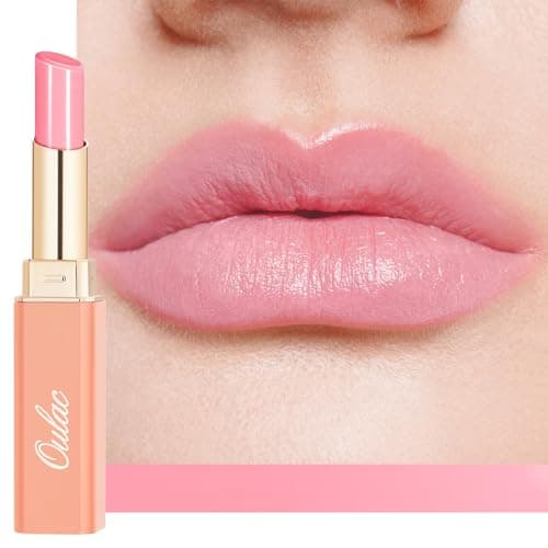 Image of Oulac Candy Pink Lipstick - Moisture Shine Hydrating Lipstick & Tinted Lip Balm for Dry Lips, Medium Coverage Lip Colour | Juicy Look, Glossy Finish, Vegan, Cruelty-Free, Pinky Swirl (20)