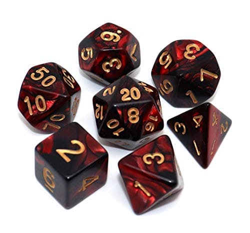 Image of DND Dice Set Red Black RPG Dice for Dungeon and Dragons D&D MTG 7-Die Polyhedral Dice