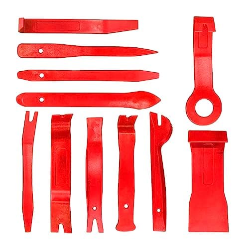 Image of JNNJ Car Radio Removal Tool Set, 11 Pieces Plastic Car Door Wedge Tools for Repair Auto Body, CPlastic Installer for Dashboard Radio Audio, Car Accessories Radio Tools for Most Vehicles(Red)