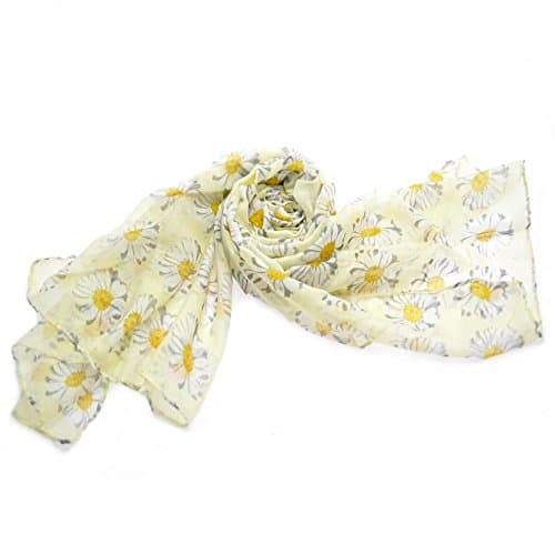 Image of Daisy Print, Large Viscose Scarf, Light Yellow