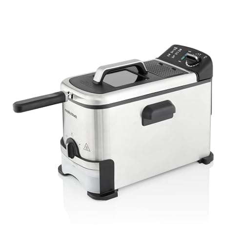 Image of Morphy Richards Filter Pro Stainless Steel 3L Deep Fat Fryer, Detachable Basket Handle, Self-cleaning Oil Filtration System, Viewing Window, Variable Temperature Control, Stainless Steel, 2KW, 482001
