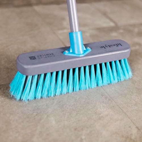 Image of LIFESTYLE 12" Mixed Synthetic Wooden Broom, FSC® 100%, Medium Bristles, Soft Bristles, Indoor & Outdoor Use, Metal Handle, Vinyl Flooring, Delicate Surfaces, Practical, 4ft Handle (29x6x131.5cm)