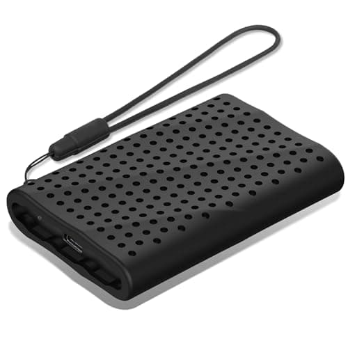 Image of Lacdo Silicone Carrying Case for Samsung T9 Portable SSD 1TB 2TB 4TB External Solid State Drive, Soft Silicon Protective Sleeve Cover Skin for T9 SSD, Travel Pouch Storage Bag with Lanyard, Black