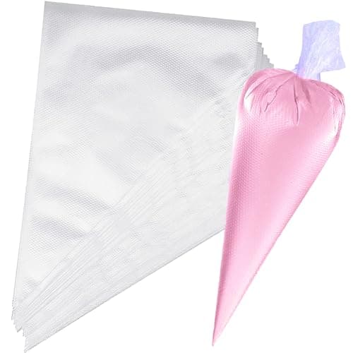 Image of XFentech 100 Pcs Disposable Piping Bags Medium - Clear Icing Piping Bags Cake Decorating Plastic Pastry Bags Strong Icing Bag for Cake Cupcake Dessert Cookies Decoration