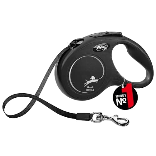 Image of flexi Classic S Tape 5 m black, retractable leash for dogs up to 15 kg