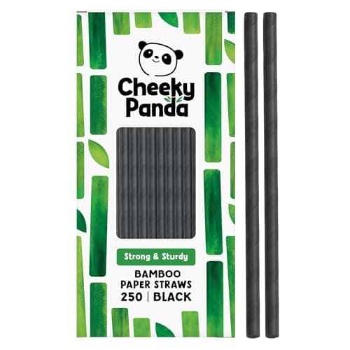 Image of The Cheeky Panda Bamboo Paper Straws | 250 Black Coloured Paper Drinking Straws