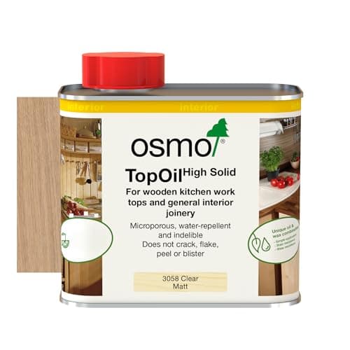 Image of Osmo TopOil - High Solid Oil 3058, Clear Matt, 500ml - Durable Oil for Wooden Kitchen Surfaces, Water-Resistant & Food Safe, Wood Treatment & Wood Finish